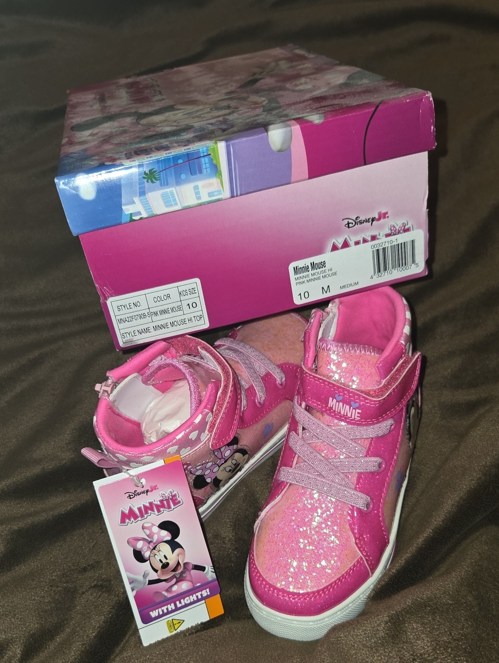 Disney Minnie Pink Glitter High-Top Sneakers for Kids